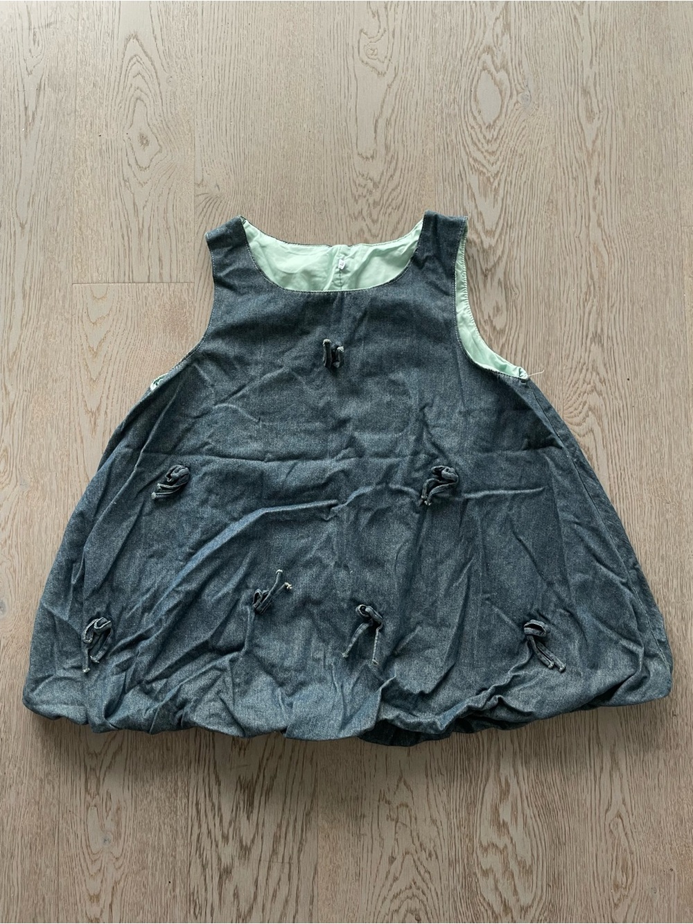 Charcoal Gray Bubble Dress with Mint Lining